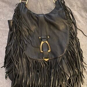 Black Fringe Leather Bag